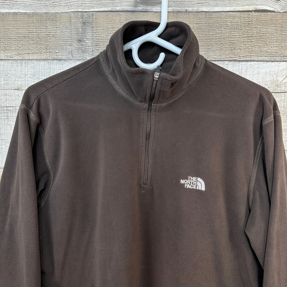 The North Face Mens M Fleece 1/4 Zip Long Sleeve Brown Lightweight‎ Pullover